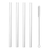 Hiware Glass Smoothie Straws 1/2" Extra Wide X 10" Long - Reusable Drinking Straws With Cleaning Brush for Thick Smoothies, Bubble Tea and Milkshakes