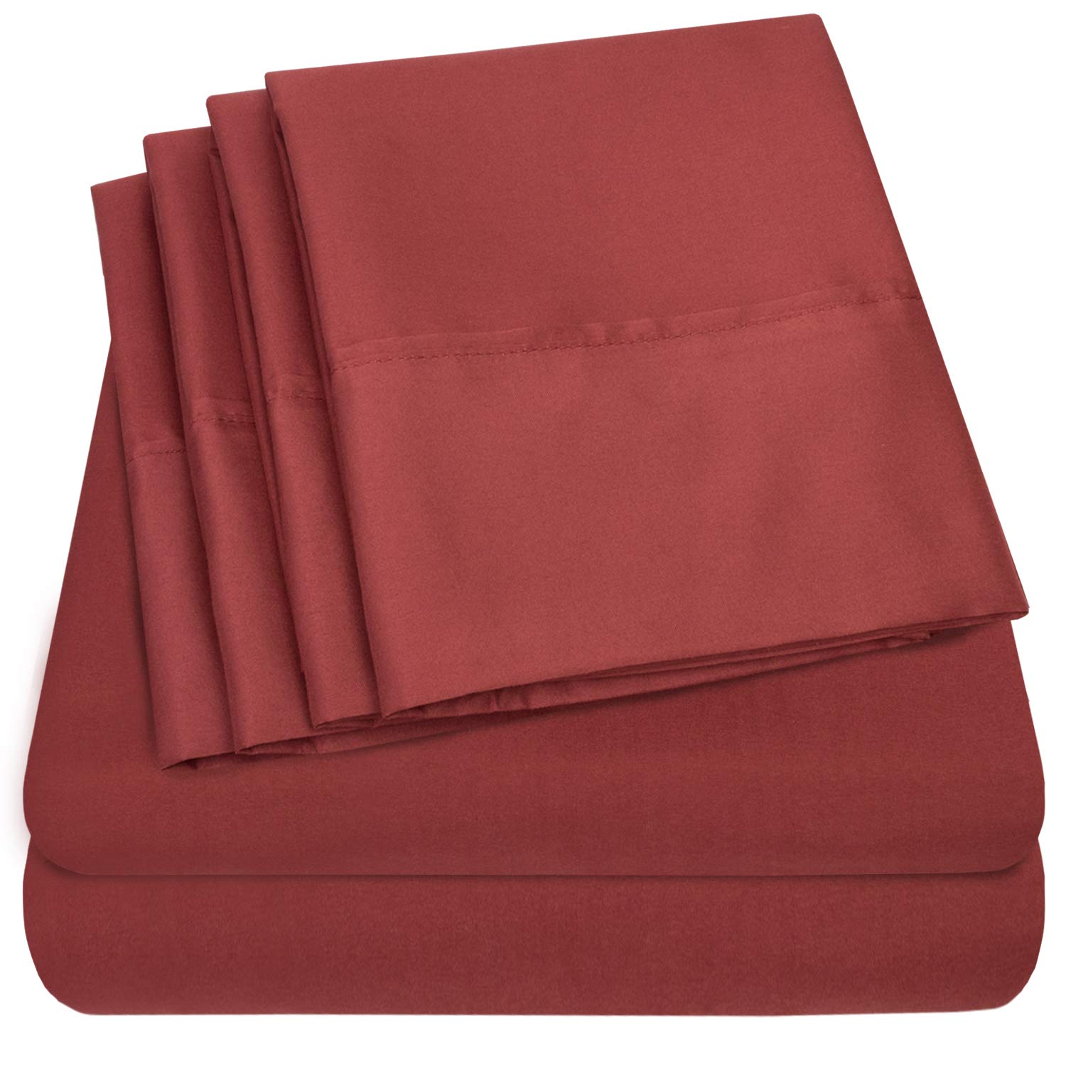 Book Cover Twin Size Bed Sheets - 4 Piece 1500 Supreme Collection Fine Brushed Microfiber Deep Pocket Twin Sheet Set Bedding - 1 EXTRA PILLOW CASES, GREAT VALUE, Twin, Burgundy Burgundy Twin