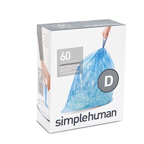 Book Cover simplehuman Code D Custom Fit Drawstring Recycling Trash Bags, 20 Liter / 5.2 Gallon, 60 Count