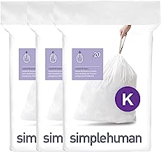 simplehuman Code K Custom Fit Drawstring Trash Bags in Dispenser Packs, 60 Count, 35-45 Liter / 9.2-12 Gallon, White 60 Count (Pack of 1) Quick-Dispense Packs