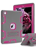 Topsky Shock-Absorption Three Layer Armor Defender Protective Case for iPad 2,3,4 with Stylus and Screen Protector - Grey/Pink