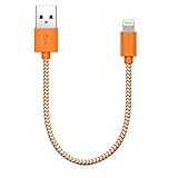 F-color iPhone 6 Charger, iPhone 6S Charger, 8 Inch Short Apple Certified Nylon Braided Cable Cord Compatible with iPhone 8 7 6S 6 Plus 5S 5, iPhone SE, iPad Air 2 Mini 4 3 iPad Pro Orange