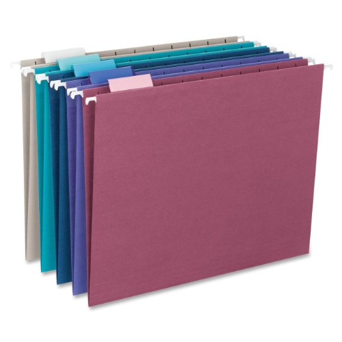 Book Cover Smead Hanging File Folder with Tab, 1/5-Cut Adjustable Tab, Letter Size, Assorted Colors, 25 per Box (64056)