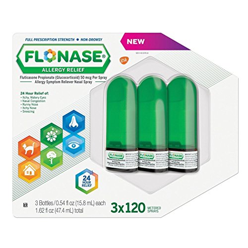 Flonase Allergy Relief Nasal Spray - 120 Metered Sprays - (Pack of 3) - Total 360 Sprays