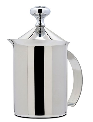 Book Cover Bellemain Stainless Steel Hand Pump Milk Frother, 14 oz. capacity