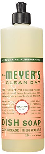 Book Cover Mrs. Meyer's Clean Day Liquid Dish Soap, Geranium, 16oz, 2pk