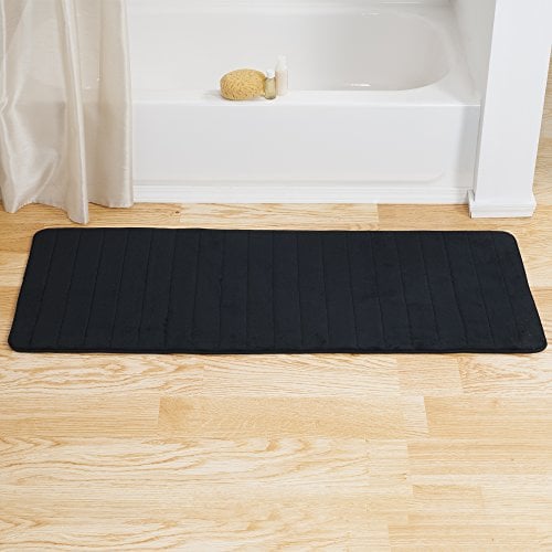 Book Cover Lavish Home Oversized Bathroom Rug - Extra-Long Memory Foam Bath Mat with Nonslip Backing - Absorbent Runner for The Shower, Tub, or Sink (Black)
