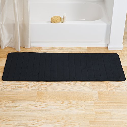 Lavish Home Oversized Bathroom Rug - Extra-Long Memory Foam Bath Mat with Nonslip Backing - Absorbent Runner for The Shower, Tub, or Sink (Black)