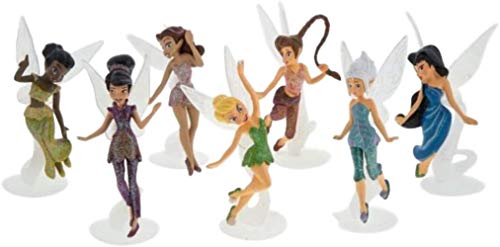 Book Cover Disney Parks Pixie Hollow Fairies Collectible 7 Piece Figure Set (Tinkerbell, Silvermist, Fawn, Rosetta, Iridessa, Vidia, Periwinkle)