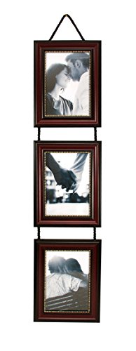 Book Cover kieragrace Vertical Lucy Collage Picture Frames on Hanging Ribbon (Set of 3), 5  by  7 Inch, Dark Brown with Gold Beading