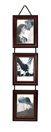 kieragrace Vertical Lucy Collage Picture Frames on Hanging Ribbon (Set of 3), 5  by  7 Inch, Dark Brown with Gold Beading