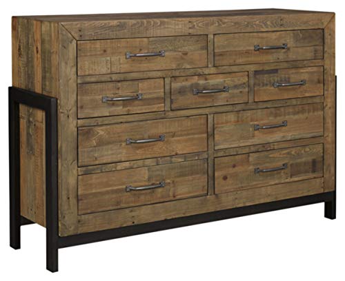 Book Cover Ashley Furniture Signature Design - Trinell Dresser - Casual - 6 Drawers - Rustic Brown Finish - Nailhead Accents - Antiqued Bronze Hardware