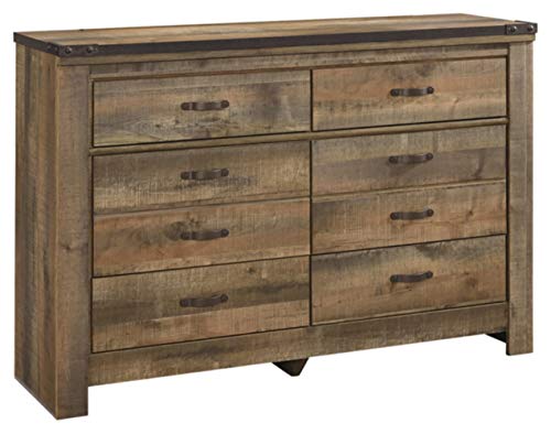 Ashley Furniture Signature Design - Trinell Dresser - Casual - 6 Drawers - Rustic Brown Finish - Nailhead Accents - Antiqued Bronze Hardware