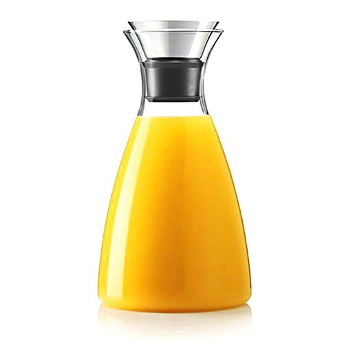 Book Cover Hiware 50 Oz Glass Drip-free Carafe with Stainless Steel Flip-top Lid, Hot and Cold Glass Water Pitcher, Tea/Coffee Maker & Cafe, Iced Tea, Beverage Pitcher As Well As for Decanting and Serving Wine