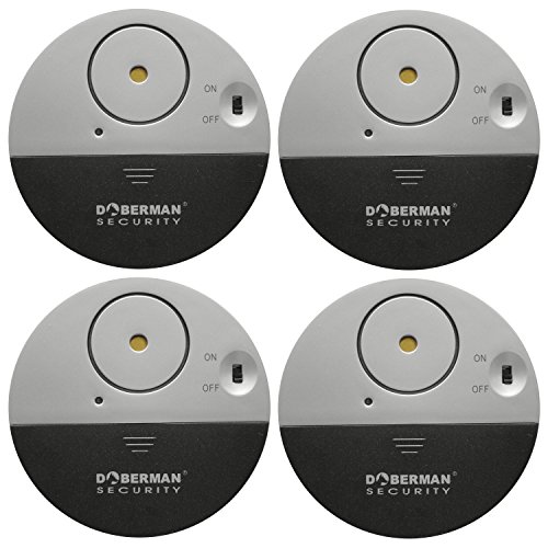 DOBERMAN SECURITY Ultra-Slim Window Alarm 2 PACK with Loud 100dB Alarm and Vibration Sensors â€“ Modern & Ultra-Thin Design Compatible with Virtually Any Window â€“ Perfect for Home, Office, Dorm Room or Even RVs â€“ Model SE-0106-2PK