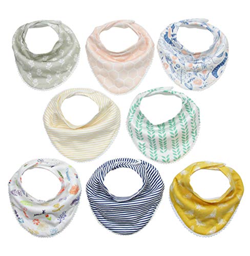 Baby Bandana Bibs | Teething Bib Pack For Baby Girls, Newborns, Set of 8 Baby Bibs