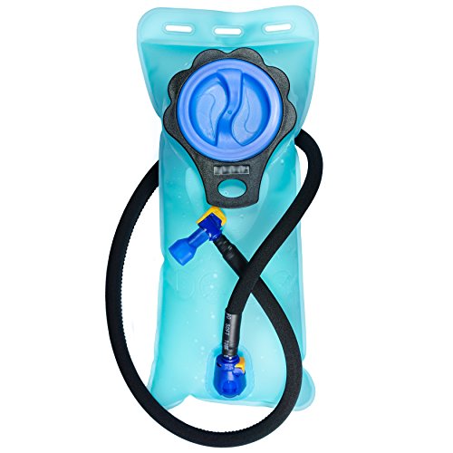Aquatic Way Hydration Bladder Water Reservoir for Bicycling Hiking Camping Backpack. BPA Free. Easy Clean Large Opening, Quick Release Insulated Tube with Shutoff Valve (Blue-A 2L 70oz)