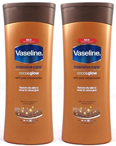 Vaseline Intensive Care Cocoa Glow Body Lotion With Pure Cocoa Butter, 13.5 Oz/400 Ml (Pack of 2)