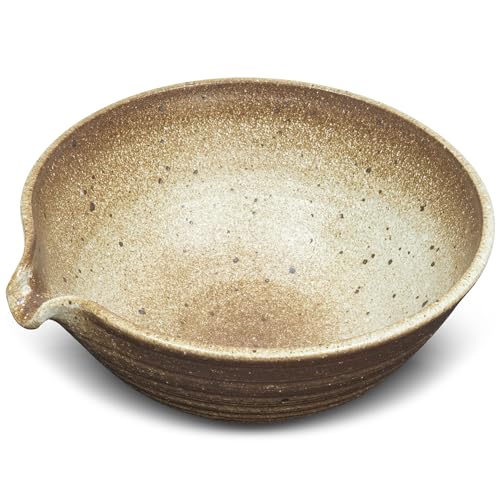 Brightea Handcrafted Japanese Matcha Green Tea Bowl Chawan with Spout Pottery Clay by Brightea