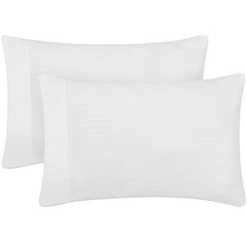 Mellanni King Size Pillow Cases 2 Pack - Pillow Covers - Pillow Protector - 1800 Bedding Sheets & Pillowcases - Envelope Closure - Wrinkle, Fade, Stain Resistant (Set of 2 King Size, Striped White)