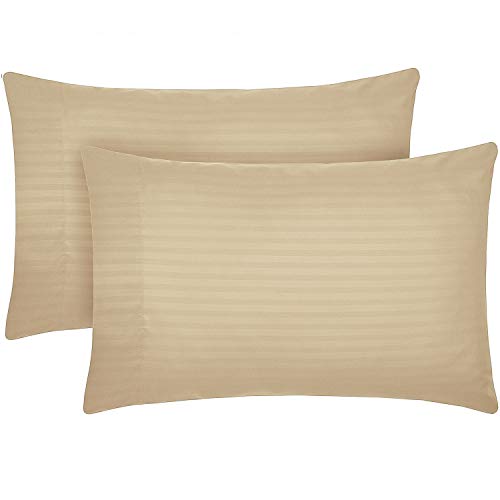 Book Cover Mellanni King Size Pillow Cases 2 Pack - Pillow Covers - Pillow Protector - 1800 Bedding Sheets & Pillowcases - Envelope Closure - Wrinkle, Fade, Stain Resistant (Set of 2 King Size, Striped Beige)