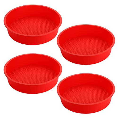 Bekith 4 Pack 9" Round Silicone Cake Pans - Silicone Molds for Baking, Quick Release Baking Pans for Layer Cake, Cheese Cake, Rainbow Cake and Chiffon Cake