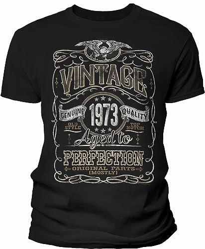 Book Cover 50th Birthday Shirt for Men Gift - Vintage 1973 Aged to Perfection - Black-001-2X