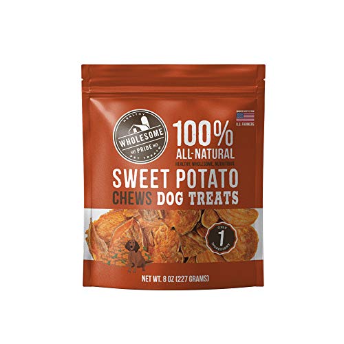Wholesome Pride Sweet Potato Chews Dog Treats, 8 oz - All Natural Healthy - Vegan, Gluten and Grain-Free Dog Snacks - Made in USA