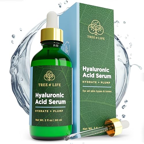 Book Cover Tree of Life Hyaluronic Acid Serum for Face | Hydrating Serum with Vitamin C, Bonus Size, 2 fl oz
