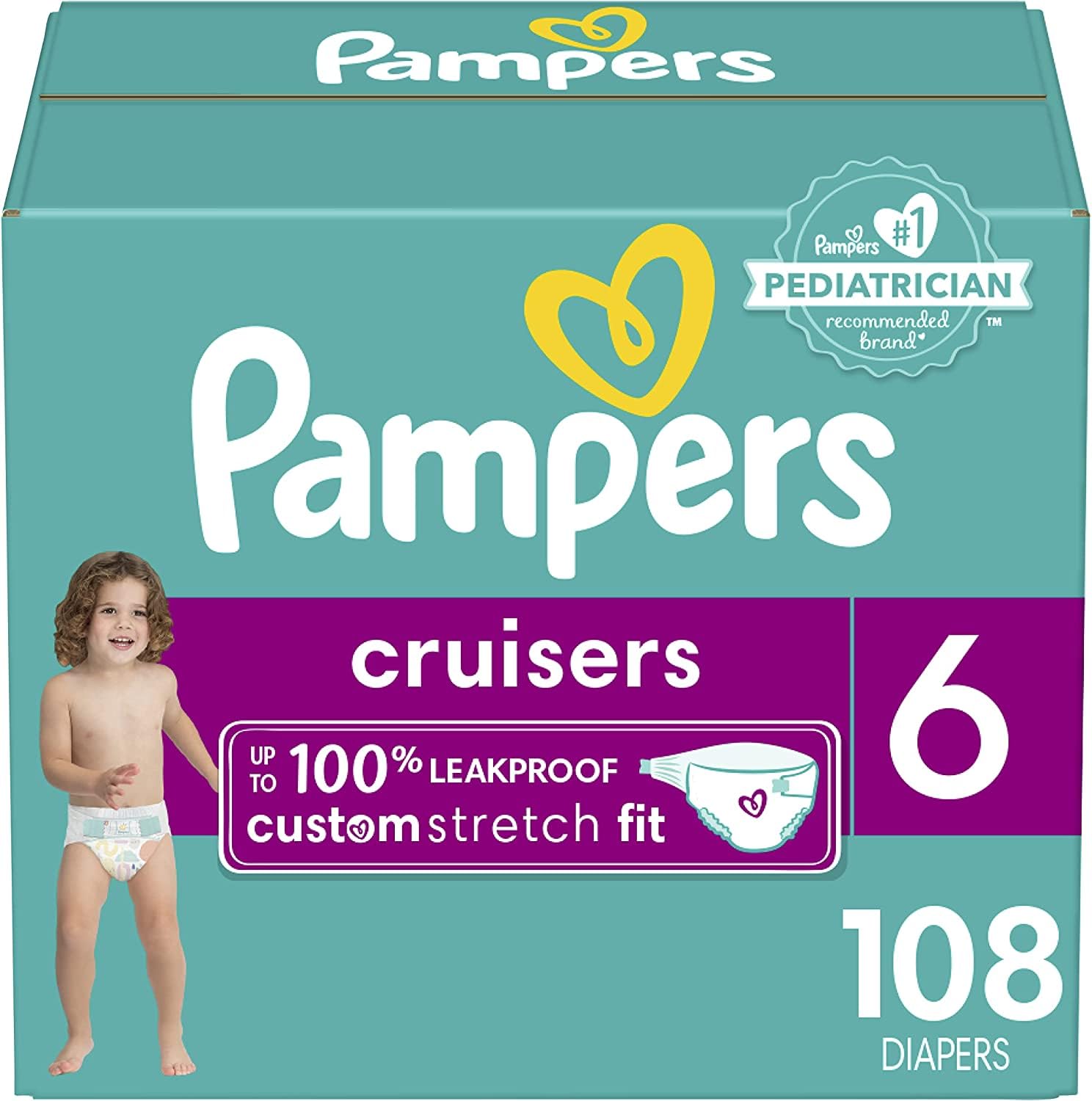 Book Cover Diapers Size 6, 108 Count - Pampers Cruisers Disposable Baby Diapers, (Packaging May Vary) Size 6 108