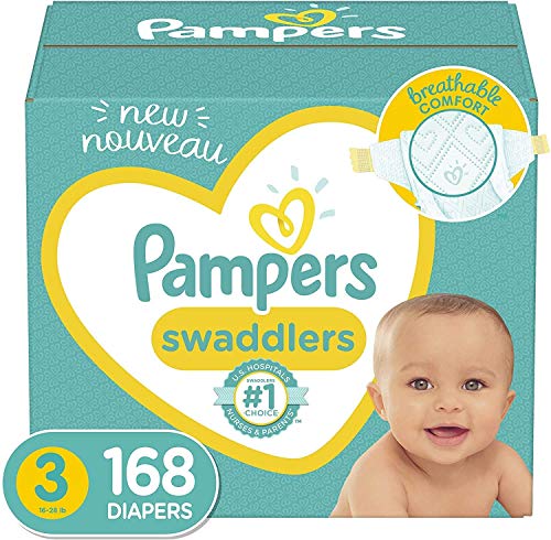 Book Cover Diapers Size 3, 168 Count - Pampers Swaddlers Disposable Baby Diapers, ONE MONTH SUPPLY