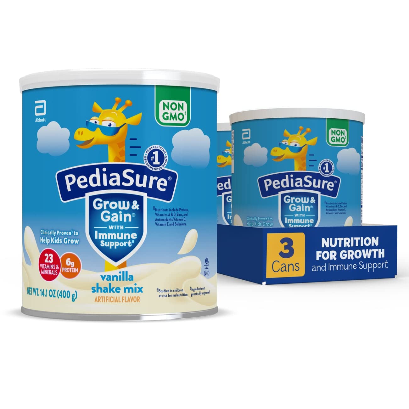 PediaSure Grow & Gain Shake Mix Powder, Vanilla, 14.1 Ounce (Pack of 3) Vanilla 14.1 Ounce (Pack of 3)