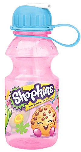 Book Cover Zak Designs Shopkins 14oz Kids Water Bottle with Straw - BPA Free with Easy Clean Design, Shopkins