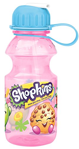 Zak Designs Shopkins 14oz Kids Water Bottle with Straw - BPA Free with Easy Clean Design, Shopkins