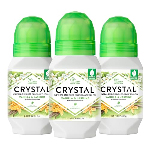 Crystal Deodorant Essence Roll-On 2.25oz Vanilla Jasmine (3 Pack)