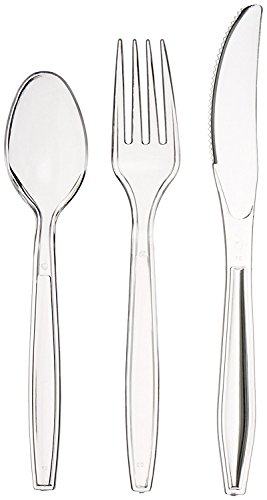 Amazon Basics Disposable, Clear Plastic Utensil Cutlery - 360-Piece Set