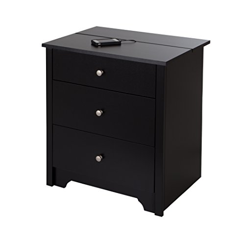 Book Cover South Shore Vito Nightstand Charging Station-Pure Black