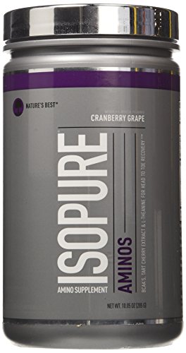 Book Cover Isopure Amino Supplement, with BCAAs, Essential Amino Acids and L-Theanine, Flavor: Cranberry Grape, 30 Servings