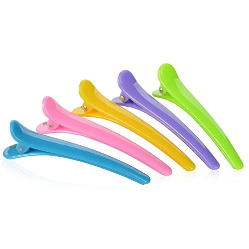 Rioa 10 Pcs Hair Clips-Professional Non-Slip Multicolor Plastic Duck Teeth Bows Hair Clips with Anti-slip Ergonomic design-Crocodile Hair Styling for Women, Kids, Babies, and Girls + Ideal Gift Idea.