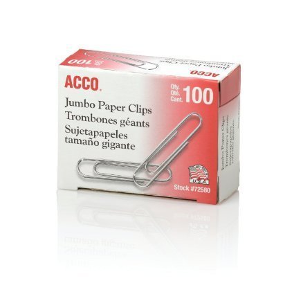 ACCO Paper Clips, Economy, Smooth, Jumbo, 200 Paper Clips (72580)