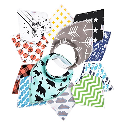 12- Pack Baby Bandana Drool Bibs for Drooling and Teething by Daulia, Unisex Super Absorbent Organic Cotton, Cute Baby Gift for Boys & Girls, Toddler Baby Shower Gift Set ... (Nature Set)