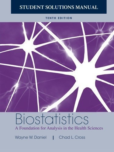 Biostatistics: A Foundation for Analysis in the Health Sciences, 10e Student Solutions Manual 10th edition by Daniel, Wayne W. (2013) Paperback
