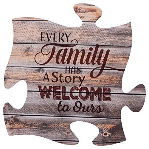 P. Graham Dunn Every Family Has a Story 12 x 12 inch Wood Puzzle Piece Wall Sign Plaque