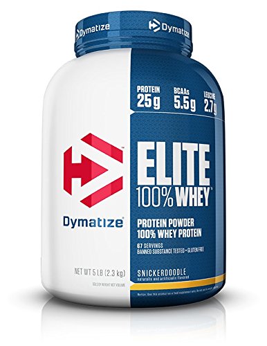 Dymatize Elite 100% Whey Protein Powder, Take Pre Workout or Post Workout, Quick Absorbing & Fast Digesting, Snickerdoodle, 5 Pound