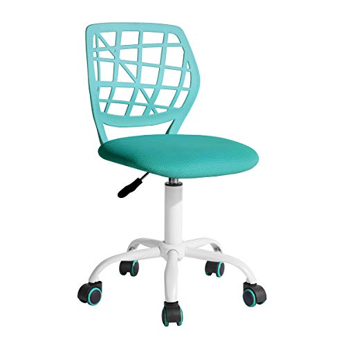 Book Cover Homy Casa Office Chair Adjustable Design Kids Computer Seat Desk Task Chair Swivel Armless Children Study Chair Turquoise
