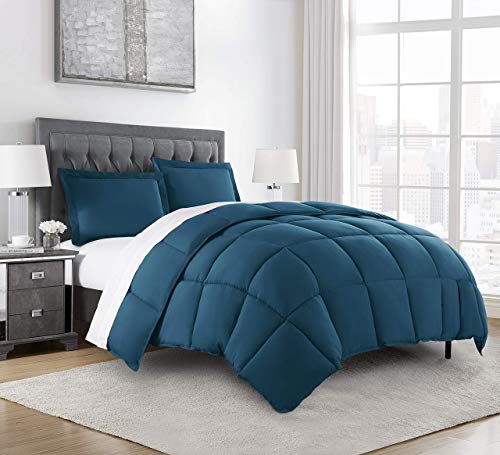 Book Cover Chezmoi Collection 3-Piece Down Alternative Comforter Set - Lightweight All Seasons Luxurious Brushed Microfiber Comforter (Queen, Teal)