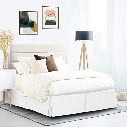 Book Cover Nestl White Bed Skirt Queen Size - Queen Bed Skirt 14 Inch Drop - Brushed Microfiber Bed Skirts - Hotel Quality Pleated Bed Skirt - Shrinkage & Fade Resistant
