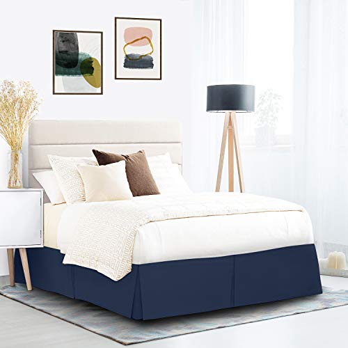 Book Cover Nestl Pleated Bed Skirt, Easy Fit Bed Skirt, 14â€ Inch Tailored Drop Bed Skirt, Soft Double Brushed Premium Microfiber Bed Skirt, Luxury Bedskirt, Hotel Quality Bed Ruffle, Twin Bed Skirt Dark Blue