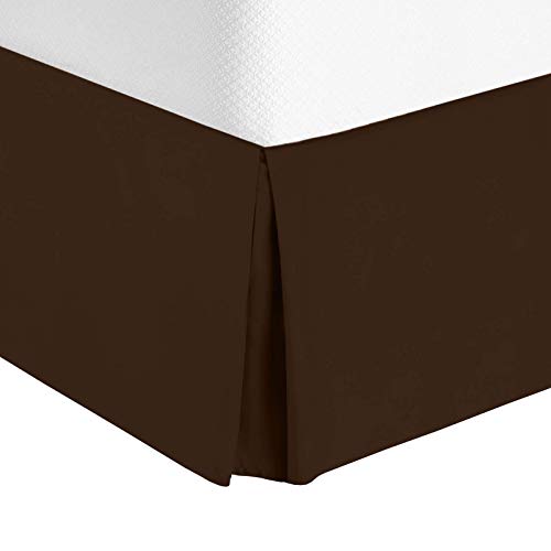 Book Cover Pleated Bed Skirt, Wrap Around Bed Skirt, Easy Fit 14â€ Inch Bed Skirt, Soft Double Brushed Premium Microfiber Ruffle Bed Skirt, Luxury Bedskirt, Hotel Quality Dust Ruffle, Twin Bed Skirt Dark Brown