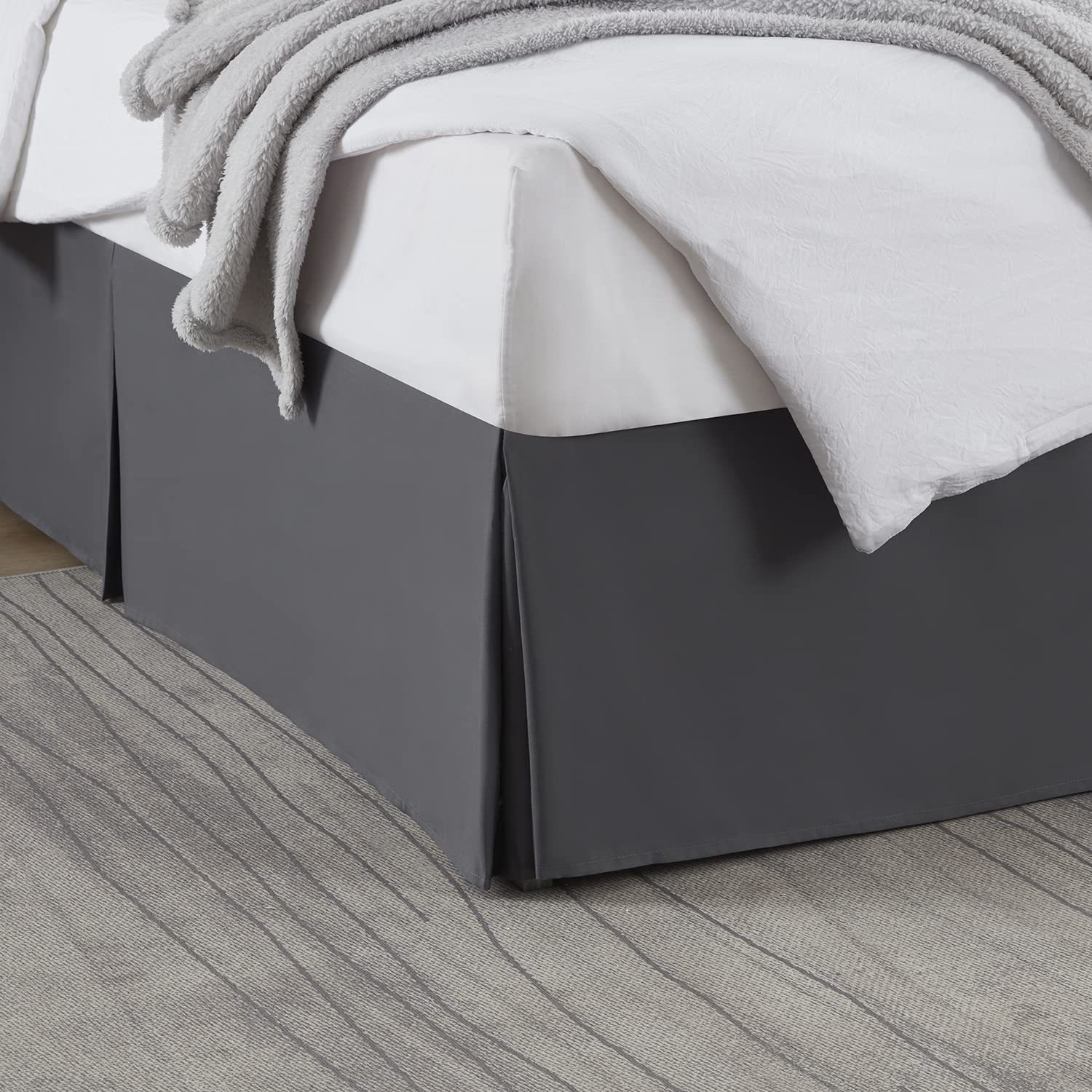 Book Cover Nestl Dark Gray Bed Skirt Queen Size - Queen Bed Skirt 14 Inch Drop - Brushed Microfiber Bed Skirts - Hotel Quality Pleated Bed Skirt - Shrinkage & Fade Resistant Queen Dark Gray